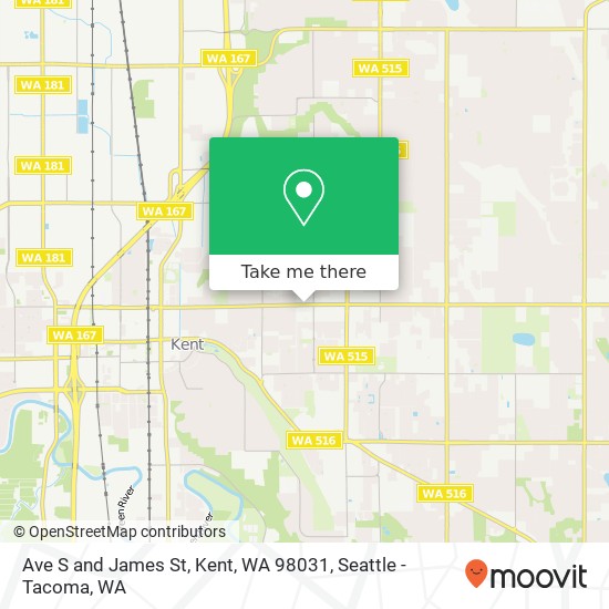 Mapa de Ave S and James St, Kent, WA 98031