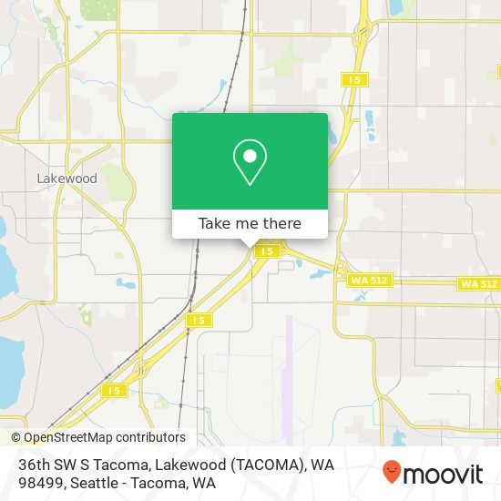 36th SW S Tacoma, Lakewood (TACOMA), WA 98499 map