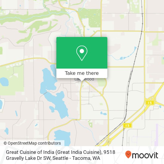 Great Cuisine of India (Great India Cuisine), 9518 Gravelly Lake Dr SW map