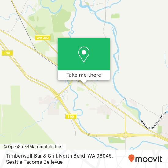 Mapa de Timberwolf Bar & Grill, North Bend, WA 98045
