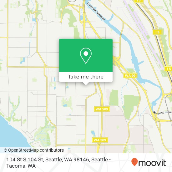 Mapa de 104 St S 104 St, Seattle, WA 98146