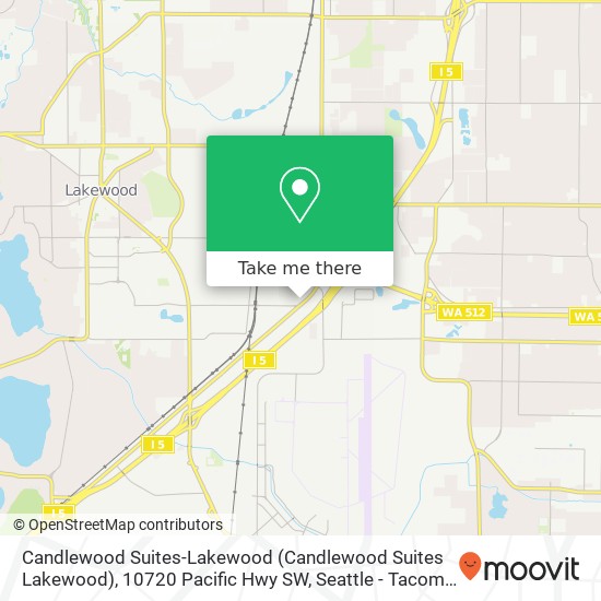 Mapa de Candlewood Suites-Lakewood (Candlewood Suites Lakewood), 10720 Pacific Hwy SW