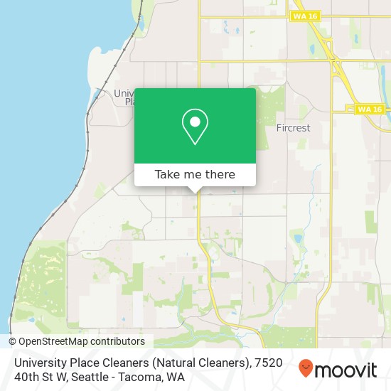 University Place Cleaners (Natural Cleaners), 7520 40th St W map