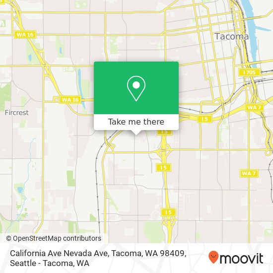 Mapa de California Ave Nevada Ave, Tacoma, WA 98409
