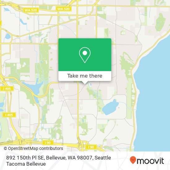 Mapa de 892 150th Pl SE, Bellevue, WA 98007