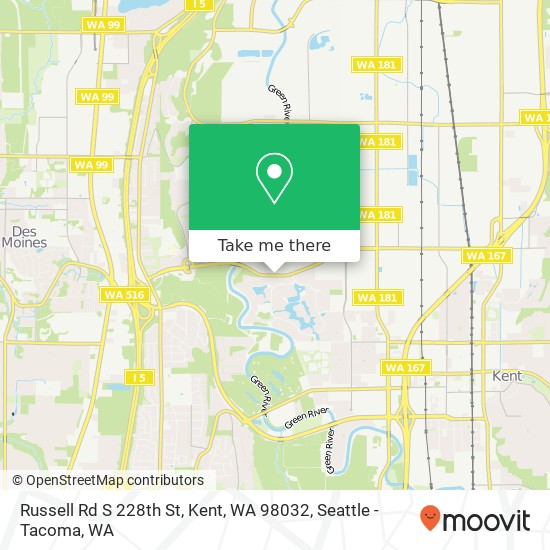 Russell Rd S 228th St, Kent, WA 98032 map