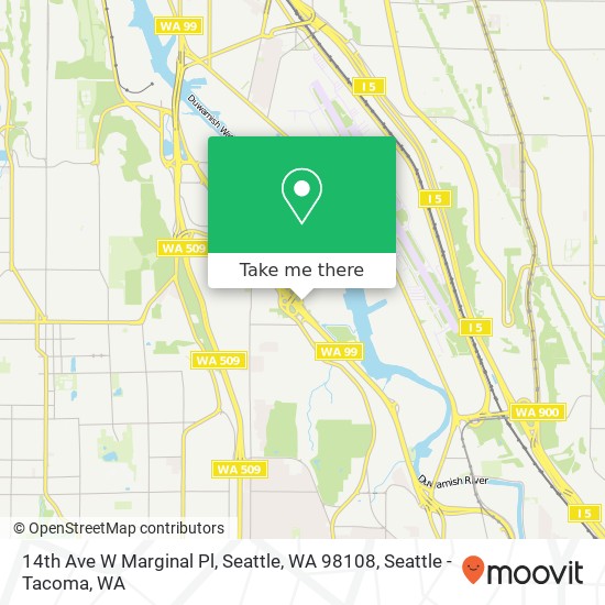 Mapa de 14th Ave W Marginal Pl, Seattle, WA 98108