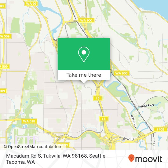 Mapa de Macadam Rd S, Tukwila, WA 98168