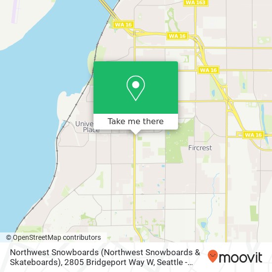 Mapa de Northwest Snowboards (Northwest Snowboards & Skateboards), 2805 Bridgeport Way W