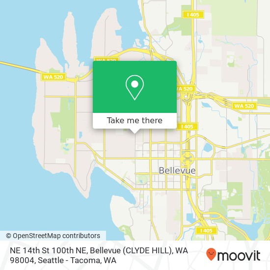 Mapa de NE 14th St 100th NE, Bellevue (CLYDE HILL), WA 98004