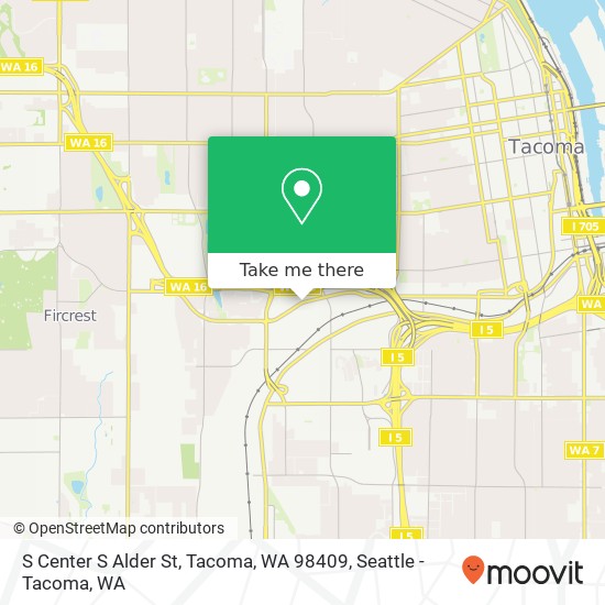 Mapa de S Center S Alder St, Tacoma, WA 98409