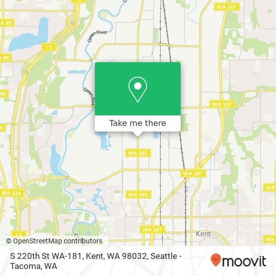 Mapa de S 220th St WA-181, Kent, WA 98032