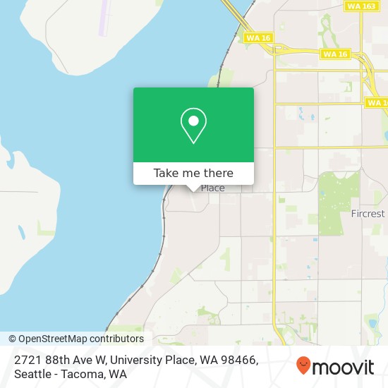 Mapa de 2721 88th Ave W, University Place, WA 98466