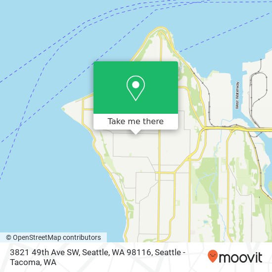 Mapa de 3821 49th Ave SW, Seattle, WA 98116