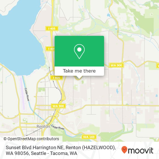 Mapa de Sunset Blvd Harrington NE, Renton (HAZELWOOD), WA 98056