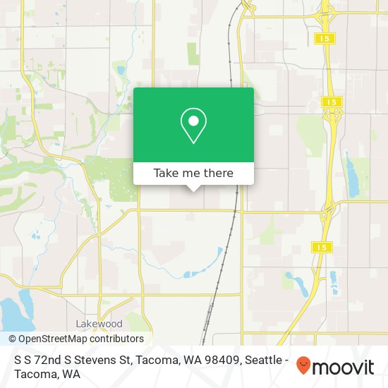 Mapa de S S 72nd S Stevens St, Tacoma, WA 98409