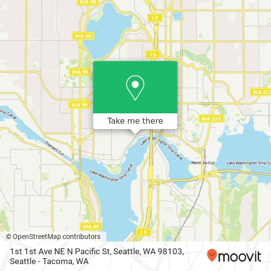 Mapa de 1st 1st Ave NE N Pacific St, Seattle, WA 98103