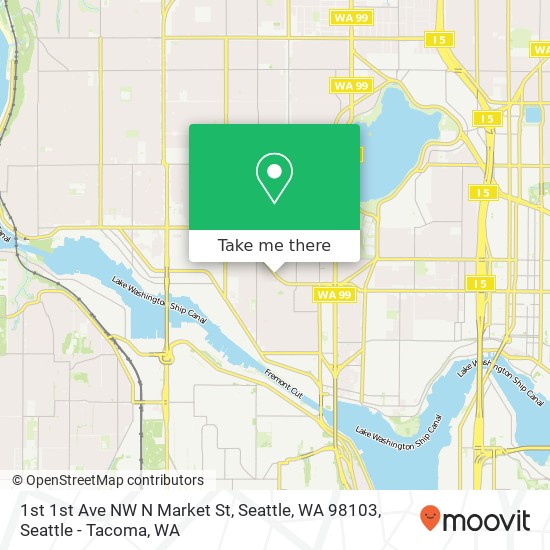 Mapa de 1st 1st Ave NW N Market St, Seattle, WA 98103
