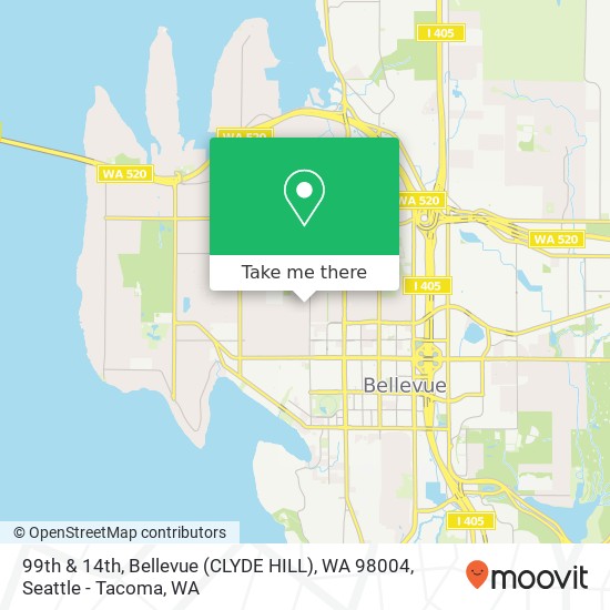 Mapa de 99th & 14th, Bellevue (CLYDE HILL), WA 98004