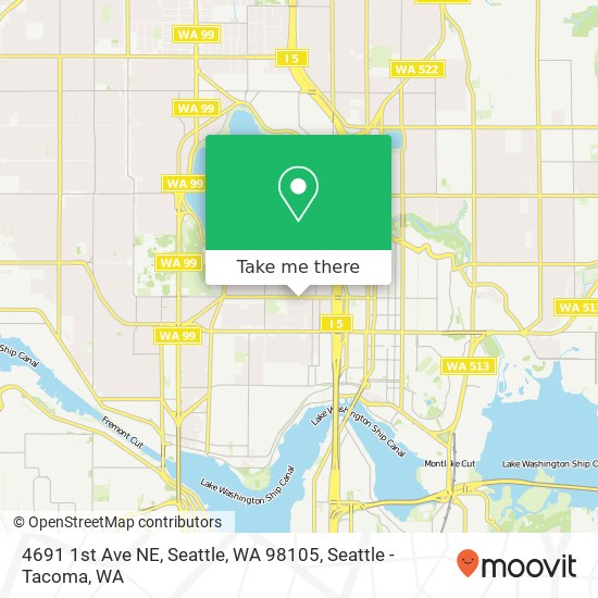Mapa de 4691 1st Ave NE, Seattle, WA 98105