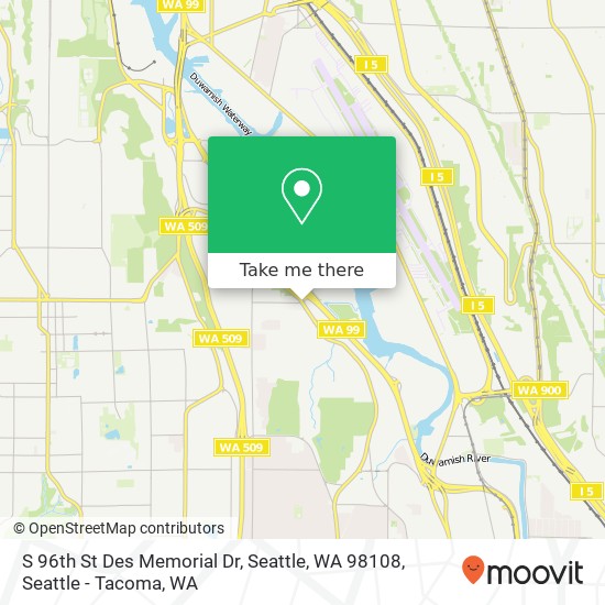 Mapa de S 96th St Des Memorial Dr, Seattle, WA 98108