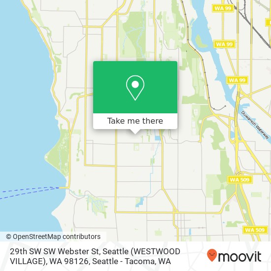 Mapa de 29th SW SW Webster St, Seattle (WESTWOOD VILLAGE), WA 98126