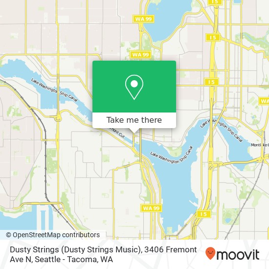 Mapa de Dusty Strings (Dusty Strings Music), 3406 Fremont Ave N