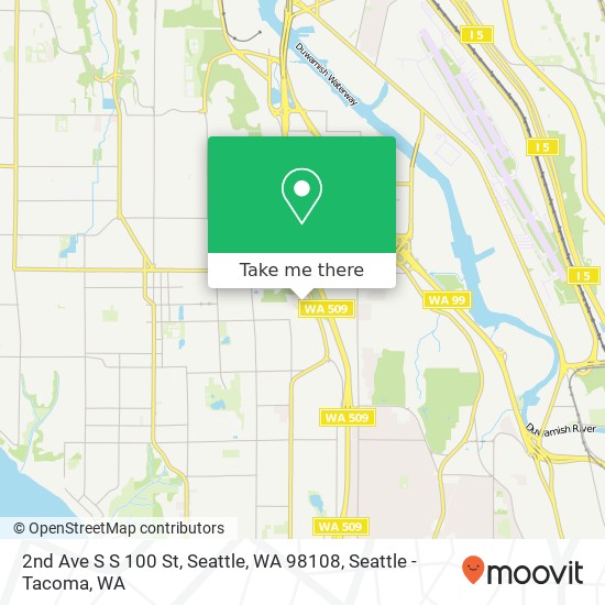 Mapa de 2nd Ave S S 100 St, Seattle, WA 98108