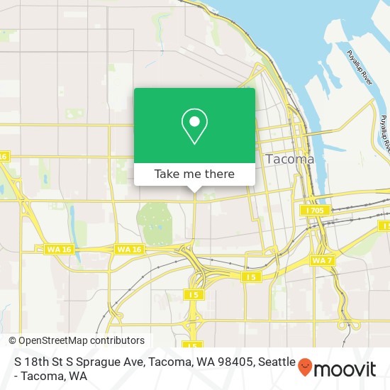 Mapa de S 18th St S Sprague Ave, Tacoma, WA 98405