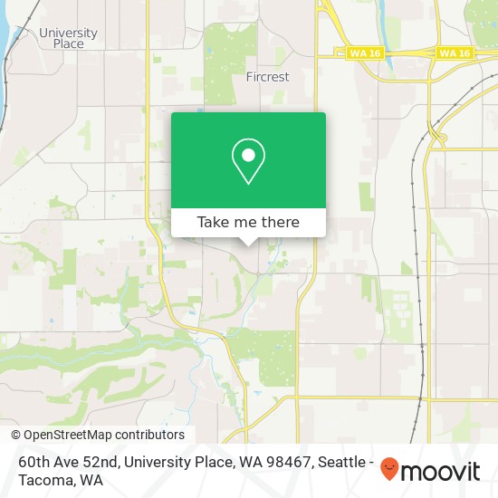 60th Ave 52nd, University Place, WA 98467 map