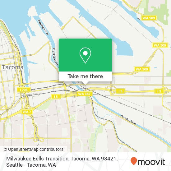 Milwaukee Eells Transition, Tacoma, WA 98421 map