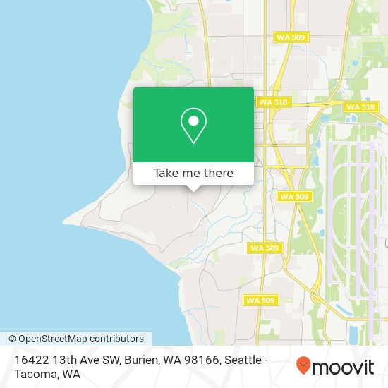 Mapa de 16422 13th Ave SW, Burien, WA 98166