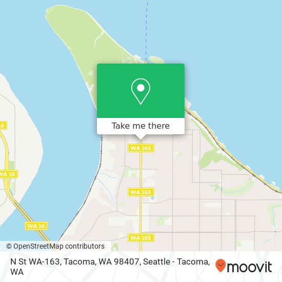 Mapa de N St WA-163, Tacoma, WA 98407