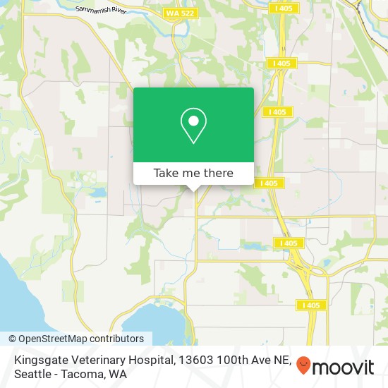 Mapa de Kingsgate Veterinary Hospital, 13603 100th Ave NE
