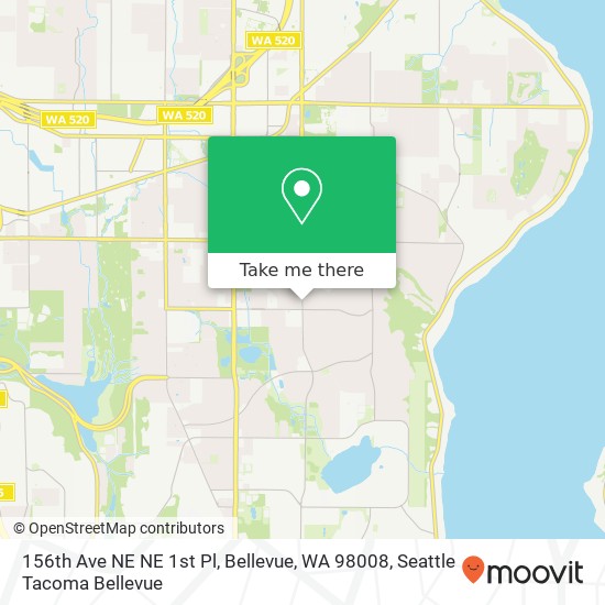 Mapa de 156th Ave NE NE 1st Pl, Bellevue, WA 98008