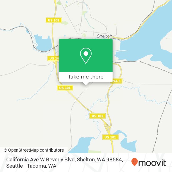 Mapa de California Ave W Beverly Blvd, Shelton, WA 98584