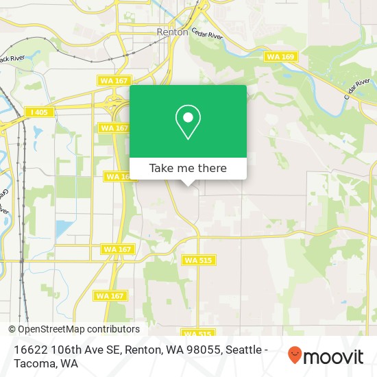 Mapa de 16622 106th Ave SE, Renton, WA 98055