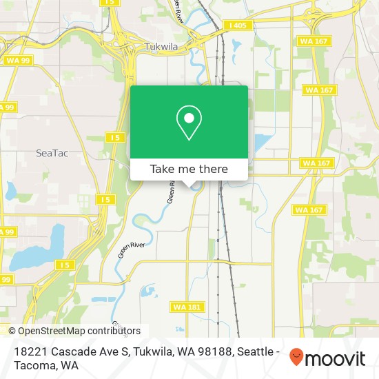 Mapa de 18221 Cascade Ave S, Tukwila, WA 98188