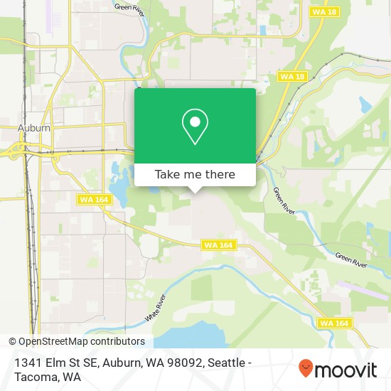 Mapa de 1341 Elm St SE, Auburn, WA 98092