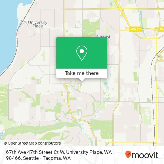 67th Ave 47th Street Ct W, University Place, WA 98466 map