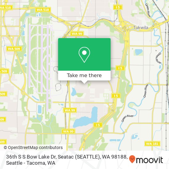 Mapa de 36th S S Bow Lake Dr, Seatac (SEATTLE), WA 98188