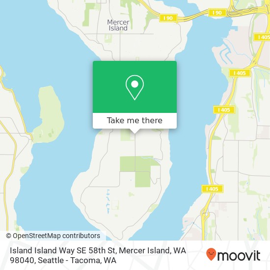 Mapa de Island Island Way SE 58th St, Mercer Island, WA 98040