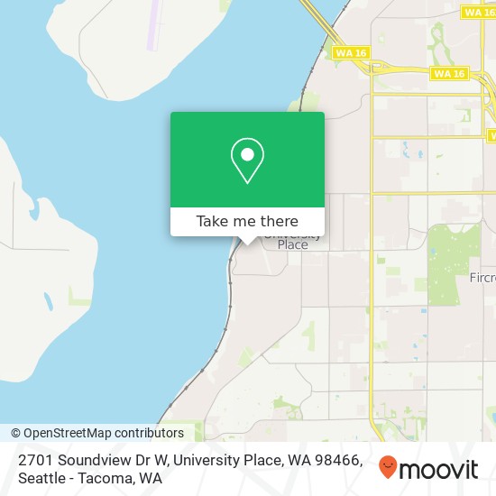 Mapa de 2701 Soundview Dr W, University Place, WA 98466