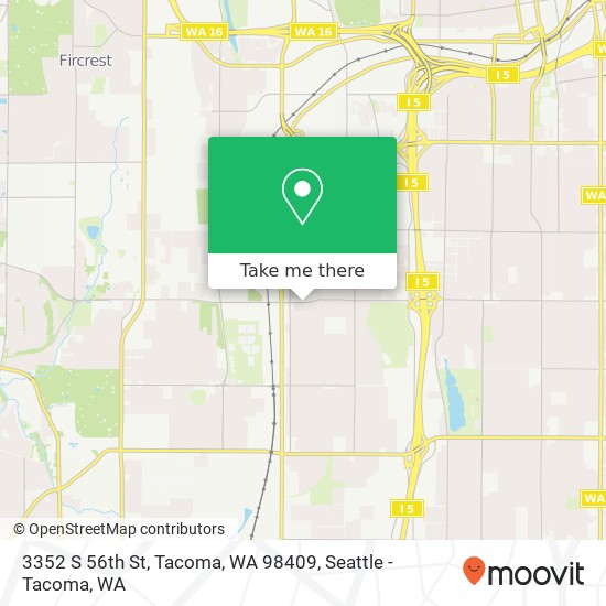 Mapa de 3352 S 56th St, Tacoma, WA 98409