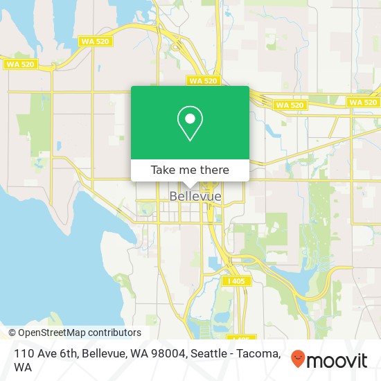 110 Ave 6th, Bellevue, WA 98004 map