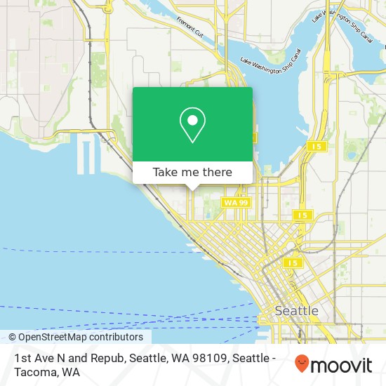 Mapa de 1st Ave N and Repub, Seattle, WA 98109