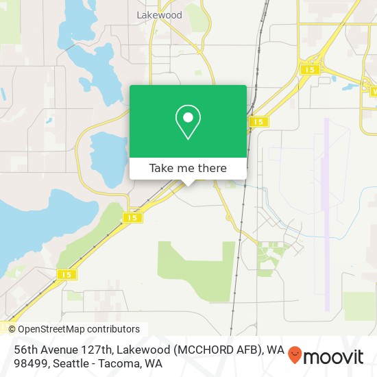 Mapa de 56th Avenue 127th, Lakewood (MCCHORD AFB), WA 98499