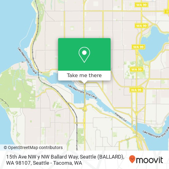 Mapa de 15th Ave NW y NW Ballard Way, Seattle (BALLARD), WA 98107