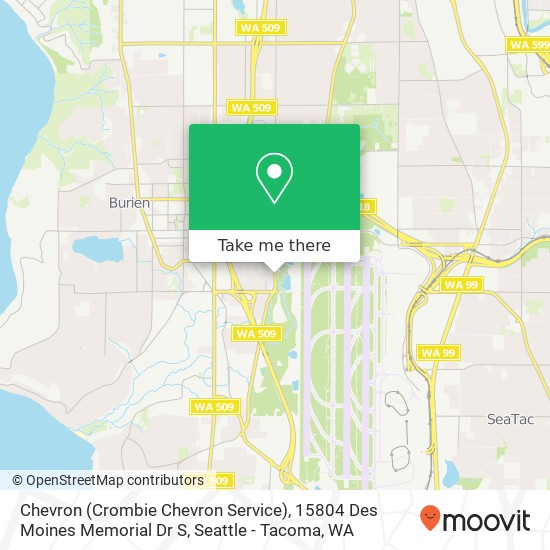 Mapa de Chevron (Crombie Chevron Service), 15804 Des Moines Memorial Dr S