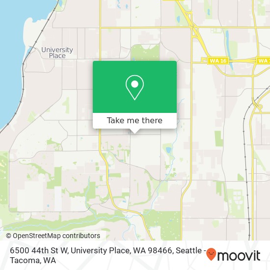 Mapa de 6500 44th St W, University Place, WA 98466